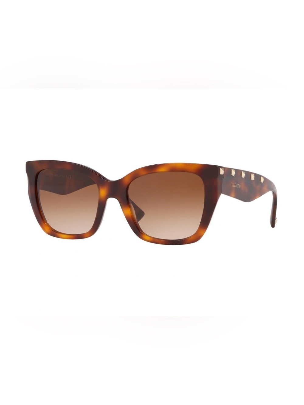 Valentino VA 4048 Women’s Havana Tortoise Full-Rim Sunglasses with Studs 53-19